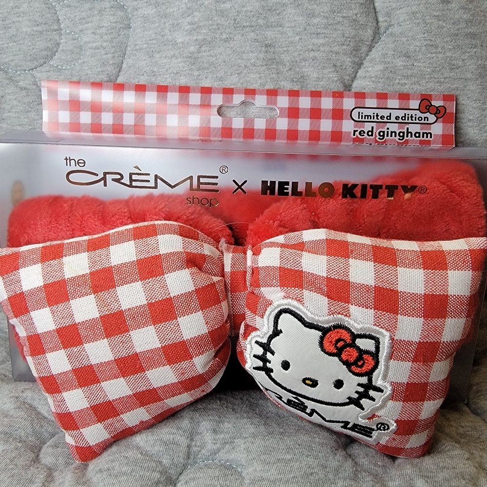 Red Gingham plush spa headband